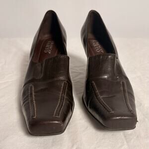 Franco Sarto Brown Leather Square Toe Mules - Size 8